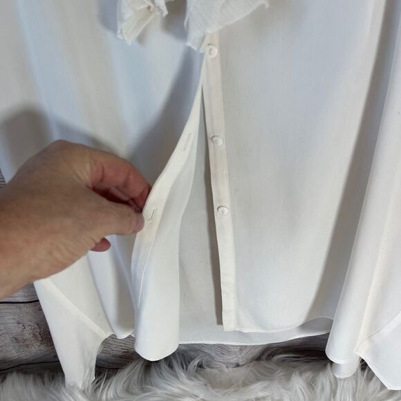 Vince Ivory Silk Blend Ruffled Tank Top Sz XS - Picture 7 of 8